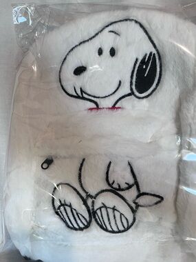 Snoopy Plush White Furry Backpack